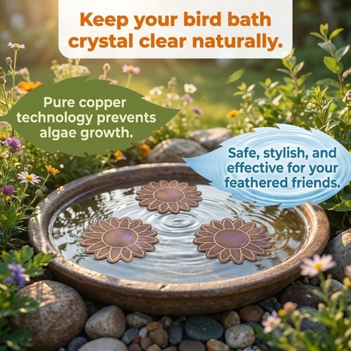 Copper bird bath cleaner - bird, set