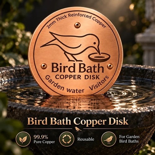 Bird bath copper disk - bird, for